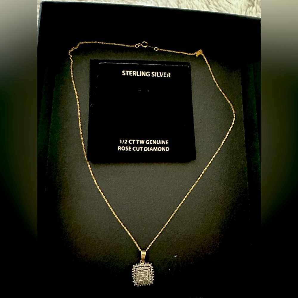 1/2 CT Diamond Necklace with 10k Yellow Gold Chain